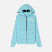 Детская толстовка C.P. Company U16 Fleece Hooded Open Logo Goggle Blue Radiance Детская толстовка C.P. Company U16 Fleece Hooded Open Logo Goggle Blue Radiance