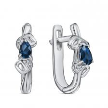 Серебряные серьги с сапфирами и цирконами Серебряные серьги с сапфирами и цирконами