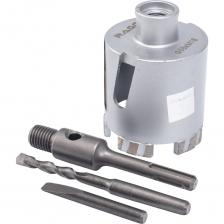 Коронка алмазная по бетону 68 мм Long-Life RAGEГлавное отличие новой линейки Long-Life - процесс горячего прессования, который проходят сегменты, что увеличивает ресурс оснастки на 45%.Данная коронка предназначена для работы с помощью перфоратора в безударном режиме в армированном бетоне, бетоне, кирпиче, силикатном кирпиче и камне. Центрирующее сверло помогает обеспечить точное позиционирование и сверлить без отклонений. Увеличенное количество сегментов (5шт.) способствует повышению скорости сверления и делает коронку более устойчивой к механическому разрушению, т.к. снижает возможность удара о армирующие элементы. Также в коронке предусмотрены компенсационные отверстия, которые позволяют погасить вибрацию, значительно снизить уровень шума при работе и способствуют быстрому охлаждению инструмента.Характеристики:Диаметр (мм): 68Максимальная глубина сверления (мм): 65Количество сегментов (шт): 5Максимальные обороты (об/мин): 900Хвостовик: SDS-PlusЦентрирующее сверло: M8Посадочный размер: М16Тип реза: мокрыйСовместимый инструмент: перфоратор, дрельОсобенность: увеличивает ресурс оснастки на 45%Назначение: для работы с помощью перфоратора в безударном режиме в армированном бетоне, бетоне, кирпиче, силикатном кирпиче и камнеВНИМАНИЕ! Не перегружайте инструмент! Засверлите коронку в стеку, затем удалите сверло из патрона и продолжайте сверление только коронкой. Работа только в безударном режиме! Работа с бетоном только с охлаждением водой! Коронка алмазная по бетону 68 мм Long-Life RAGEГлавное отличие новой линейки Long-Life - процесс горячего прессования, который проходят сегменты, что увеличивает ресурс оснастки на 45%.Данная коронка предназначена для работы с помощью перфоратора в безударном режиме в армированном бетоне, бетоне, кирпиче, силикатном кирпиче и камне. Центрирующее сверло помогает обеспечить точное позиционирование и сверлить без отклонений. Увеличенное количество сегментов (5шт.) способствует повышению скорости сверления и делает коронку более устойчивой к механическому разрушению, т.к. снижает возможность удара о армирующие элементы. Также в коронке предусмотрены компенсационные отверстия, которые позволяют погасить вибрацию, значительно снизить уровень шума при работе и способствуют быстрому охлаждению инструмента.Характеристики:Диаметр (мм): 68Максимальная глубина сверления (мм): 65Количество сегментов (шт): 5Максимальные обороты (об/мин): 900Хвостовик: SDS-PlusЦентрирующее сверло: M8Посадочный размер: М16Тип реза: мокрыйСовместимый инструмент: перфоратор, дрельОсобенность: увеличивает ресурс оснастки на 45%Назначение: для работы с помощью перфоратора в безударном режиме в армированном бетоне, бетоне, кирпиче, силикатном кирпиче и камнеВНИМАНИЕ! Не перегружайте инструмент! Засверлите коронку в стеку, затем удалите сверло из патрона и продолжайте сверление только коронкой. Работа только в безударном режиме! Работа с бетоном только с охлаждением водой!