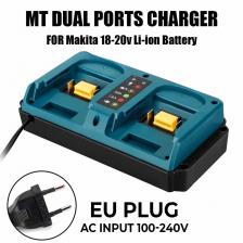Новое портативное зарядное устройство с двумя портами для литиевой батареи Makita 18 В-20 В, перезаряжаемая BL1815 BL1820 BL1830 BL1850, быстрое зарядное устройство с вилкой европейского стандарта Новое портативное зарядное устройство с двумя портами для литиевой батареи Makita 18 В-20 В, перезаряжаемая BL1815 BL1820 BL1830 BL1850, быстрое зарядное устройство с вилкой европейского стандарта