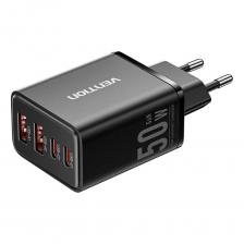 Зарядное устройство с технологией зарядки Gan позволяет заряжать телефоны, планшеты и прочие гаджеты(девайсы) от электрической сети, посредством USB кабеля. Максимальная выходная мощность 50 Ватт. USB порты обладают функцией Quick Charge 3.0 (быстрая зарядка), а также функцией защиты от короткого замыкания. Тип разъема: Евро вилка M / 2xUSB CF Входное напряжение: 110-240 В~50/60 Гц, 1.5A Выходное напряжение: (USB-A1/A2): 5V?3A; 9V?2A; 12V?1.5A (18W Max) (USB-C1): 5V?3A; 9V?3A; 12V?2.5A; 15V?2A; 20V?1.5A (30W Max) (USB-C2): 5V?3A; 9V?2.22A; 12V?1.67A (20W Max) (USB-C1 + USB-C2): 30W + 20W (USB-C1 + USB-A2): 30W + 18W (USB-C2 + USB-A1): 20W + 18W (USB-C1 + USB-C2 + USB-A2): 30W + 15W (USB-C1 + USB-A1 + USB-A2): 15W + 18W (USB-C1 + USB-A1 + USB-C2 + USB-A2): 15W + 15W Total Output: 50W Max Совместимость: устройства поддерживающие силу тока 1А Контакты: никелированные Материал корпуса: АБС-пластик Размер (мм): 53.6 x 29.6 x 44.4 Цвет: черный Зарядное устройство с технологией зарядки Gan позволяет заряжать телефоны, планшеты и прочие гаджеты(девайсы) от электрической сети, посредством USB кабеля. Максимальная выходная мощность 50 Ватт. USB порты обладают функцией Quick Charge 3.0 (быстрая зарядка), а также функцией защиты от короткого замыкания. Тип разъема: Евро вилка M / 2xUSB CF Входное напряжение: 110-240 В~50/60 Гц, 1.5A Выходное напряжение: (USB-A1/A2): 5V?3A; 9V?2A; 12V?1.5A (18W Max) (USB-C1): 5V?3A; 9V?3A; 12V?2.5A; 15V?2A; 20V?1.5A (30W Max) (USB-C2): 5V?3A; 9V?2.22A; 12V?1.67A (20W Max) (USB-C1 + USB-C2): 30W + 20W (USB-C1 + USB-A2): 30W + 18W (USB-C2 + USB-A1): 20W + 18W (USB-C1 + USB-C2 + USB-A2): 30W + 15W (USB-C1 + USB-A1 + USB-A2): 15W + 18W (USB-C1 + USB-A1 + USB-C2 + USB-A2): 15W + 15W Total Output: 50W Max Совместимость: устройства поддерживающие силу тока 1А Контакты: никелированные Материал корпуса: АБС-пластик Размер (мм): 53.6 x 29.6 x 44.4 Цвет: черный
