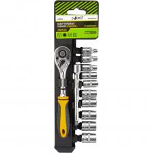 Набор 6-гранных торцевых головок с трещоткой предназначен для слесарно-монтажных и авто-ремонтных работ. В набор входят 10 головок профиль FLANK, ключ-трещотка c 2-компонентной ручкой, удлинители. Инструменты выполнены из качественной хромованадиевой стали с зеркальным покрытием. Набор 6-гранных торцевых головок с трещоткой предназначен для слесарно-монтажных и авто-ремонтных работ. В набор входят 10 головок профиль FLANK, ключ-трещотка c 2-компонентной ручкой, удлинители. Инструменты выполнены из качественной хромованадиевой стали с зеркальным покрытием.