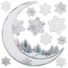 набор наклеек Зимняя ночь 28х28см ПВХ серебряный набор наклеек Зимняя ночь 28х28см ПВХ серебряный