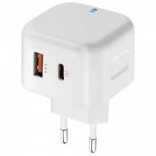Сетевое зарядное устройство PERO TC10 USB-C + USB-A c кабелем C to C в комплекте, 20W, белый Сетевое зарядное устройство PERO TC10 USB-C + USB-A c кабелем C to C в комплекте, 20W, белый