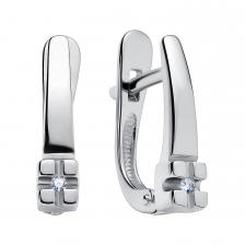 Серебряные серьги с бриллиантами и платинированием Серебряные серьги с бриллиантами и платинированием