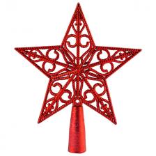 верхушка елочная Звезда объемная ажурная 17см красный пластик верхушка елочная Звезда объемная ажурная 17см красный пластик