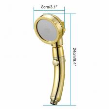 Ручная душевая насадка высокого давления 3 в 1, с переключателем включения/выключения паузы, золотая, вращающаяся на 360 градусов, 3-скоростная регулировка, душевая насадка Ручная душевая насадка высокого давления 3 в 1, с переключателем включения/выключения паузы, золотая, вращающаяся на 360 градусов, 3-скоростная регулировка, душевая насадка