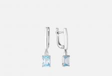 Серьги серебряные Topaz Sky blue, diamond 2 шт АЛЬКОР Серьги серебряные Topaz Sky blue, diamond 2 шт АЛЬКОР