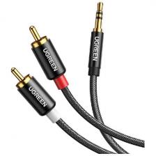 Кабель Ugreen AV116 (10749) 3.5 mm Male to 2 RCA Male, Cable, 1 метр, черный Кабель Ugreen AV116 (10749) 3.5 mm Male to 2 RCA Male, Cable, 1 метр, черный