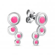 Серебряные серьги с эмалью и родированием Серебряные серьги с эмалью и родированием