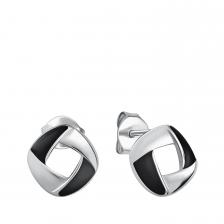 Серебряные серьги с эмалью и родированием Серебряные серьги с эмалью и родированием