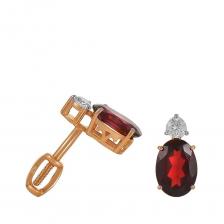 Серьги-пусеты TALANT из золота с гранатом и фианитами Серьги-пусеты TALANT из золота с гранатом и фианитами