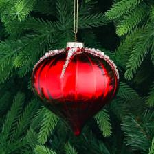 Игрушка ёлочная Yancheng Shiny шар стеклянный красный луковица с бисером 10 см Игрушка ёлочная Yancheng Shiny шар стеклянный красный луковица с бисером 10 см