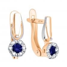 Золотые серьги с сапфирами и бриллиантами с родированием Золотые серьги с сапфирами и бриллиантами с родированием