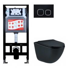 Подвесной унитаз ESBANO LOTUS цвет: Матовый чёрный унитаз с безободковой системой слива - бортиком по всему периметру чаши горизонтальный выпуск P-Trap диаметр выпуска 102мм межосевое крепление 180мм материал: фаянс-сиденье: DUROPLAST с крышкой "soft-close" - плавное опускание (микролифт), быстросъемное, металлические накладки, металлический крепеж на петлях Инсталляция ESBANO FRAM цельнолитой бачок из HDPE (со звукоизоляцией); водосберегающая технология двойного смыва 4,5/3 или 6/3литра; 2 опции крепежа рамы фронтальный или боковой; 4 положения для установки ножек; простая регулировка высоты (0-20см); звукопоглощающая прокладка EVA; высокая механическая прочность— нагрузка до 400кг; рама с качественной порошковой окраской; Клавиша слива LPS-10MB цвет: корпус— «матовый чёрный»; ободок кнопок— «глянцевый хром»; кнопки— «матовый чёрный» Подвесной унитаз ESBANO LOTUS цвет: Матовый чёрный унитаз с безободковой системой слива - бортиком по всему периметру чаши горизонтальный выпуск P-Trap диаметр выпуска 102мм межосевое крепление 180мм материал: фаянс-сиденье: DUROPLAST с крышкой "soft-close" - плавное опускание (микролифт), быстросъемное, металлические накладки, металлический крепеж на петлях Инсталляция ESBANO FRAM цельнолитой бачок из HDPE (со звукоизоляцией); водосберегающая технология двойного смыва 4,5/3 или 6/3литра; 2 опции крепежа рамы фронтальный или боковой; 4 положения для установки ножек; простая регулировка высоты (0-20см); звукопоглощающая прокладка EVA; высокая механическая прочность— нагрузка до 400кг; рама с качественной порошковой окраской; Клавиша слива LPS-10MB цвет: корпус— «матовый чёрный»; ободок кнопок— «глянцевый хром»; кнопки— «матовый чёрный»