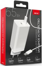 СЗУ Akai CH-6A29W 2 x USB Type-С 65W + кабель Type-C - Type-C 60W Белое СЗУ Akai CH-6A29W 2 x USB Type-С 65W + кабель Type-C - Type-C 60W Белое