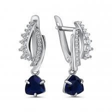 Серебряные серьги с сапфирами и фианитами Серебряные серьги с сапфирами и фианитами