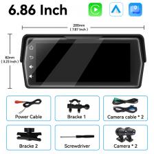 AHOUDY 6,86 ''Универсальный мотоциклетный навигационный Carplay Android Auto портативный экран IP67 водонепроницаемый экран AHOUDY 6,86 ''Универсальный мотоциклетный навигационный Carplay Android Auto портативный экран IP67 водонепроницаемый экран