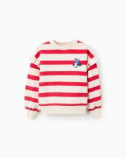 Детская полосатая толстовка для девочки с воланами и вышивкой Минни Zippy, красный/белый Детская полосатая толстовка для девочки с воланами и вышивкой Минни Zippy, красный/белый