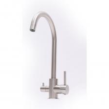 Tugela это кухонный смеситель, который сочетает в себе кран для подключения фильтра для воды и кран для обычной водопроводной воды. Чистая вода всегда будет под рукой, без необходимости устанавливать дополнительные изливы.Особенности смесителя для кухни с фильтром для питьевой воды Tugela:- Прочный корпус: Выполнен из высококачественной нержавеющей стали, обеспечивающей прочность и долговечность;- Экономия пространства: Наличие встроенного крана для фильтрованной воды позволяет экономить место на кухне;- Современный аэратор: Экономит воду и обеспечивает равномерный поток без брызг;- Простая установка: Комплектуется гибкой подводкой и крепится с помощью гайки, что обеспечивает быстрый и надежный монтаж;- Вариативность применения: Подходит для различных типов и форм моек и раковин, включая каменные и нержавеющие, а также для установки на столешнице;- Универсальность: Смеситель можно сочетать с мойками любого цвета;- Идеальное сочетание с кухонными мойками Alcora.Основные параметры:Высота смесителя: 36,6 смВысота излива до аэратора: 26 смШирина основания смесителя: 40 мм, на декоративной подставке 45 ммРазмер крепежной гайки: втулка длина 60 мм диаметр 32 мм крепежная гайка(фиксатор) 40 мм.Длина и размеры подключения гибкой подводки (в комплекте): гибкая подводка длина 45 см ( два шланга в комплекте). Размер гибкой подводки 1/2 х М10. В комплекте шланг для подключения смесителя к фильтру для воды. Tugela это кухонный смеситель, который сочетает в себе кран для подключения фильтра для воды и кран для обычной водопроводной воды. Чистая вода всегда будет под рукой, без необходимости устанавливать дополнительные изливы.Особенности смесителя для кухни с фильтром для питьевой воды Tugela:- Прочный корпус: Выполнен из высококачественной нержавеющей стали, обеспечивающей прочность и долговечность;- Экономия пространства: Наличие встроенного крана для фильтрованной воды позволяет экономить место на кухне;- Современный аэратор: Экономит воду и обеспечивает равномерный поток без брызг;- Простая установка: Комплектуется гибкой подводкой и крепится с помощью гайки, что обеспечивает быстрый и надежный монтаж;- Вариативность применения: Подходит для различных типов и форм моек и раковин, включая каменные и нержавеющие, а также для установки на столешнице;- Универсальность: Смеситель можно сочетать с мойками любого цвета;- Идеальное сочетание с кухонными мойками Alcora.Основные параметры:Высота смесителя: 36,6 смВысота излива до аэратора: 26 смШирина основания смесителя: 40 мм, на декоративной подставке 45 ммРазмер крепежной гайки: втулка длина 60 мм диаметр 32 мм крепежная гайка(фиксатор) 40 мм.Длина и размеры подключения гибкой подводки (в комплекте): гибкая подводка длина 45 см ( два шланга в комплекте). Размер гибкой подводки 1/2 х М10. В комплекте шланг для подключения смесителя к фильтру для воды.