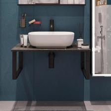 Столешница с раковиной DIWO Элиста 80 чёрный мрамор, с раковиной Moduo 50 Square Столешница с раковиной DIWO Элиста 80 чёрный мрамор, с раковиной Moduo 50 Square