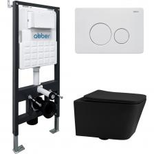 Комплект подвесной унитаз ABBER Rechteck AC1201MB черный матовый с инсталляцией AC0105 и кнопкой AC0121MW белая матовая AC1201MB-AC0105-AC0121MW Комплект подвесной унитаз ABBER Rechteck AC1201MB черный матовый с инсталляцией AC0105 и кнопкой AC0121MW белая матовая AC1201MB-AC0105-AC0121MW