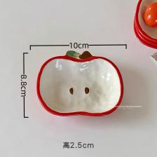Керамическая тарелка-яблоко, красный, корейский стиль Керамическая тарелка-яблоко, красный, корейский стиль