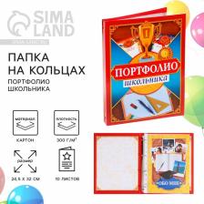 Папка школьная на кольцах «Портфолио школьника», 13 листов-разделителей, 24.5x32 см Папка школьная на кольцах «Портфолио школьника», 13 листов-разделителей, 24.5x32 см