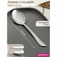 Набор ложек столовых 6 шт, 19,3 см Доляна "Верона" толщина 2 мм Набор ложек столовых 6 шт, 19,3 см Доляна "Верона" толщина 2 мм