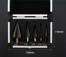 HSS прямая рифленая ступенчатая дрель-пагода, 3 шт., 5 шт., 6 шт., тканевая сумка, набор разверток с шестигранным хвостовиком, титановое покрытие, дерево, металл, отверстие HSS прямая рифленая ступенчатая дрель-пагода, 3 шт., 5 шт., 6 шт., тканевая сумка, набор разверток с шестигранным хвостовиком, титановое покрытие, дерево, металл, отверстие