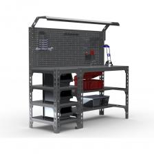 Металлический стол Стол металлический ООО Металекс серия SUN 750х1600х600 мм, с боковыми полками, перфопанелью и комплектом освещения, серый 112261 Металлический стол Стол металлический ООО Металекс серия SUN 750х1600х600 мм, с боковыми полками, перфопанелью и комплектом освещения, серый 112261