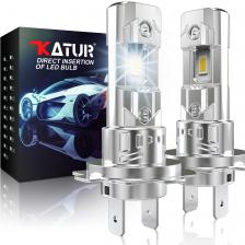 Katur 2 шт. H7 светодиодный лампы для фар мини-размера безвентиляторные Беспроводные для автомобильных фар CSP светодиодный H7 Автомобильная Диодная лампа 6500K 360 ° угол луча Katur 2 шт. H7 светодиодный лампы для фар мини-размера безвентиляторные Беспроводные для автомобильных фар CSP светодиодный H7 Автомобильная Диодная лампа 6500K 360 ° угол луча