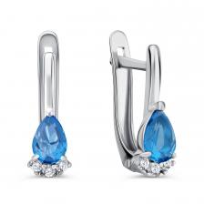 Серебряные серьги с сапфирами и фианитами Серебряные серьги с сапфирами и фианитами
