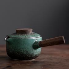 Черный керамический чайник с боковой ручкой, ручка из эбенового дерева, простой современный домашний фильтр, одиночный керамический семейный чайник, чайный набор, индивидуальный подарок Черный керамический чайник с боковой ручкой, ручка из эбенового дерева, простой современный домашний фильтр, одиночный керамический семейный чайник, чайный набор, индивидуальный подарок