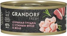 Влажный корм для кошек Grandorf fresh Куриная грудка с утиным филе в желе 70г Влажный корм для кошек Grandorf fresh Куриная грудка с утиным филе в желе 70г