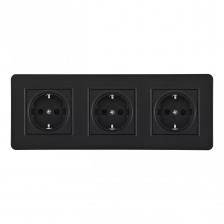 Розетка тройная (трехпостовая) с/з и шторками Arte Milano SET16-3-40-1x3 black Розетка тройная (трехпостовая) с/з и шторками Arte Milano SET16-3-40-1x3 black