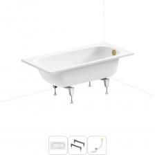 Комплексное предложение для обустройства ванной комнаты по специальной цене. ВАННА SANITANA BLB Стальная ванна Europa толщиной 2,2 мм производится в длину от 105 до 170 см, шириной от 70 до 75 см. Трехслойная стекловидная эмаль двойного обжига не подвержена истиранию, выцветанию и сохраняет равномерный белый цвет долгие годы. ПРОЧНЫЕ ОПОРЫ Ванна монтируется на оригинальные стальные ножки, которые надежно фиксируют чашу и равномерно распределяют динамическую нагрузку до 300 кг. Наличие регулировок на каждой опоре нивелирует незначительные перепады уровня пола и обеспечивает удобство установки на различных поверхностях. КОМПАКТНЫЙ СИФОН Автоматический слив-перелив Useful Extras с донным клапаном click-clack и съемной накладкой на перелив изготовлен из полипропилена повышенной прочности. Функция верхней очистки позволяет с легкостью устранять возможные засоры, а плоский гидрозатвор служит барьером для неприятных канализационных газов. Комплексное предложение для обустройства ванной комнаты по специальной цене. ВАННА SANITANA BLB Стальная ванна Europa толщиной 2,2 мм производится в длину от 105 до 170 см, шириной от 70 до 75 см. Трехслойная стекловидная эмаль двойного обжига не подвержена истиранию, выцветанию и сохраняет равномерный белый цвет долгие годы. ПРОЧНЫЕ ОПОРЫ Ванна монтируется на оригинальные стальные ножки, которые надежно фиксируют чашу и равномерно распределяют динамическую нагрузку до 300 кг. Наличие регулировок на каждой опоре нивелирует незначительные перепады уровня пола и обеспечивает удобство установки на различных поверхностях. КОМПАКТНЫЙ СИФОН Автоматический слив-перелив Useful Extras с донным клапаном click-clack и съемной накладкой на перелив изготовлен из полипропилена повышенной прочности. Функция верхней очистки позволяет с легкостью устранять возможные засоры, а плоский гидрозатвор служит барьером для неприятных канализационных газов.