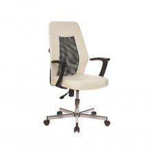 Кресло Easy Chair VBEChair-225 DSL PTW кожзам, бежевый OR-10/сетка черная TW, хром 979631 Кресло Easy Chair VBEChair-225 DSL PTW кожзам, бежевый OR-10/сетка черная TW, хром 979631