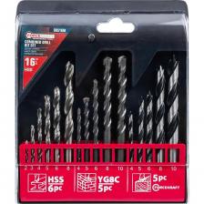 Набор сверл комбинированный HSS 16 предметов от бренда Forcekraft - это набор спиральных свёрл, предназначенных для сверления отверстий в деревянных, бетонных и металлических изделиях.Качество. Сверло изготовлено из высококачественной быстрорежущей стали (HSS), которая обеспечивает высокую стойкость, выдающуюся скорость сверления, простым и точным центрированием и длительным сроком службы.Тип сверла - прокатная у-образная спираль, которая обеспечивает эффективное удаление стружки и улучшенную стабильность при сверлении.Универсальность. Цилиндрический хвостовик сверла предназначен для использования с различными типами электроинструментов: дрель, перфоратор, шуруповерт, сверлильный станок. Сверло по металлу HSS используется в производстве металлообрабатывающей промышленности, в ремонтных работах, а также при выполнении базовых домашних работ.Удобство хранения. Поставляется в пластиковом футляре, который обеспечивает удобное хранение и транспортировку сверл, что позволяет сохранить их в хорошем состоянии на протяжении длительного времени. Набор сверл комбинированный HSS 16 предметов от бренда Forcekraft - это набор спиральных свёрл, предназначенных для сверления отверстий в деревянных, бетонных и металлических изделиях.Качество. Сверло изготовлено из высококачественной быстрорежущей стали (HSS), которая обеспечивает высокую стойкость, выдающуюся скорость сверления, простым и точным центрированием и длительным сроком службы.Тип сверла - прокатная у-образная спираль, которая обеспечивает эффективное удаление стружки и улучшенную стабильность при сверлении.Универсальность. Цилиндрический хвостовик сверла предназначен для использования с различными типами электроинструментов: дрель, перфоратор, шуруповерт, сверлильный станок. Сверло по металлу HSS используется в производстве металлообрабатывающей промышленности, в ремонтных работах, а также при выполнении базовых домашних работ.Удобство хранения. Поставляется в пластиковом футляре, который обеспечивает удобное хранение и транспортировку сверл, что позволяет сохранить их в хорошем состоянии на протяжении длительного времени.