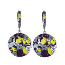 Серебряные серьги с эмалью и родированием Серебряные серьги с эмалью и родированием