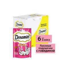 Лакомство для кошек Dreamies подушечки с говядиной, 6 пачек по 60 г Лакомство для кошек Dreamies подушечки с говядиной, 6 пачек по 60 г