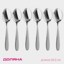 Набор ложек столовых Доляна «Симпли», длина 20.5 см, 6 шт., нержавеющая сталь, серебристый Набор ложек столовых Доляна «Симпли», длина 20.5 см, 6 шт., нержавеющая сталь, серебристый