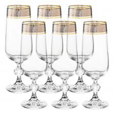 Набор бокалов для шампанского Crystalite Bohemia Sterna панто платина отводка золото 180 мл 6 шт Набор бокалов для шампанского Crystalite Bohemia Sterna панто платина отводка золото 180 мл 6 шт