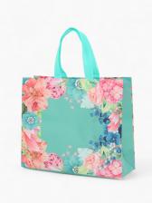 Сумка хозяйственная без застёжки, с цветочным принтом, 32x10x26 см, голубая Сумка хозяйственная без застёжки, с цветочным принтом, 32x10x26 см, голубая