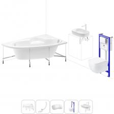 Комплексное предложение для обустройства ванной комнаты по специальной цене. Каждый элемент набора продуман и отвечает лучшим сантехническим решениям для ежедневного комфорта, максимальной гигиены и гарантирует надежный и безопасный монтаж. ВАННА ИЗ ЛИТЬЕВОГО АКРИЛА ОТ LAVINIA BOHO Акриловая ванна Bell Pro производится в размерах от 140*95 до 170*110 см с лево- и правосторонним разворотом, отлично подходит как для небольших помещений, так и для просторных ванных комнат. Угловое расположение чаши позволяет эффективно использовать доступное пространство: одновременно иметь увеличенную длину купели для комфортного купания и оптимальный объем для принятия душа. Отлитый подголовник и сиденье создают дополнительный комфорт для полной релаксации. Широкие площадки на бортиках — идеальное место для размещения косметики и предметов гигиены. Усиленный армированный корпус отлично сохраняет форму и не деформируется при нагрузках и наполнении чаши горячей водой. ПРОЧНЫЙ КАРКАС ИЗ СТАЛИ Ванна монтируется на усиленный стальной каркас и стабилизируется креплениями к стене. Конструкция надежно фиксирует чашу и равномерно распределяет динамическую нагрузку до 500 кг. Регулировка опор по высоте нивелирует перепады уровня пола на различных поверхностях. СИФОН С ПОВЫШЕННОЙ ФУНКЦИОНАЛЬНОСТЬЮ Автоматический слив-перелив Useful Extras от Wellsee с донным клапаном click-clack и съемной накладкой на перелив изготовлен из полипропилена повышенной прочности. Накладка на перелив и крышка донного клапана выполнены из латуни. Функция верхней очистки позволяет с легкостью устранять возможные засоры, а плоский гидрозатвор служит барьером для неприятных канализационных газов и занимает минимум места под ванной. ПОДГОЛОВНИК НА САМОКЛЕЯЩЕЙСЯ ЛЕНТЕ Подголовник на ванну от Wellsee из вспененного полиуретана с гелевой структурой гипоаллергенен и безопасен для здоровья человека. Благодаря волнообразной форме и высокой эластичности подушка мгновенно адаптируется к изгибам тела, равномерно распределяет нагрузку в шейно-воротниковой зоне. Поверхность изделия не впитывает влагу и запахи, что гарантирует высокий уровень гигиены и износостойкость при продолжительном контакте с водой. ПОДВЕСНОЙ УНИТАЗ LAVINIA BOHO СО 100% ОТКРЫТЫМ КРАЕМ Безободковая чаша One из санфарфора со скрытым креплением обладает повышенной прочностью и износостойкостью, не скапливает грязь и сокращает рост бактерий. Стенки качественно омываются с первого смыва без брызг, что обеспечивает 100% гигиеничность и простоту в уходе за изделием. При мощном каскадном смыве выделения сразу попадают в воду и блокируются жидкостью, минимизируя распространение неприятных запахов. Сиденье с крышкой из дюропласта со встроенными в петли демпферами опускаются мягко и бесшумно. Установить или снять конструкцию можно всего за несколько секунд одним нажатием. Изделие выдерживает нагрузку до 400 кг и имеет более 100.000 циклов открывания/закрывания. УНИВЕРСАЛЬНАЯ ИНСТАЛЛЯЦИЯ С БЕСШОВНЫМ БАЧКОМ Инсталляционная система Lavinia Boho Relfix с универсальным креплением позволяет производить не только стандартный «прямой» монтаж рамы к стене, но и осуществлять «поворотный» монтаж, вплоть до установки в угол помещения. Цельнолитой бачок системы изготовлен из долговечного полимерного материала HDPE и изолирован от конденсационной влаги. Все соединительные элементы бачка для подключения инсталляции к трубопроводу изготовлены из латуни. ДИСПЕНСЕР ДЛЯ ДЕЗОДОРАЦИИ Дозатор для дезинфицирующих средств поддерживает гигиену унитаза и аромат свежести в туалетной комнате. При каждом смыве с водой поступает одинаковое количество дезинфицирующего средства, которое равномерно распределяется по чаше унитаза. УЛЬТРАТОНКАЯ КЛАВИША СМЫВА Клавиша изготовлена из высококачественного пластика с антибактериальным покрытием SanitiZed и легко очищается от загрязнений. Механизм активации смыва рассчитан на 200.000 циклов (или 15 лет бесперебойной работы). ЗВУКОИЗОЛЯЦИОННАЯ ПАНЕЛЬ Шумоизоляционная пластина Lavinia Boho RelFix снижает шум воды, сливаемой из бачка инсталляционной системы. Дополнительно панель служит амортизирующей прослойкой между кер Комплексное предложение для обустройства ванной комнаты по специальной цене. Каждый элемент набора продуман и отвечает лучшим сантехническим решениям для ежедневного комфорта, максимальной гигиены и гарантирует надежный и безопасный монтаж. ВАННА ИЗ ЛИТЬЕВОГО АКРИЛА ОТ LAVINIA BOHO Акриловая ванна Bell Pro производится в размерах от 140*95 до 170*110 см с лево- и правосторонним разворотом, отлично подходит как для небольших помещений, так и для просторных ванных комнат. Угловое расположение чаши позволяет эффективно использовать доступное пространство: одновременно иметь увеличенную длину купели для комфортного купания и оптимальный объем для принятия душа. Отлитый подголовник и сиденье создают дополнительный комфорт для полной релаксации. Широкие площадки на бортиках — идеальное место для размещения косметики и предметов гигиены. Усиленный армированный корпус отлично сохраняет форму и не деформируется при нагрузках и наполнении чаши горячей водой. ПРОЧНЫЙ КАРКАС ИЗ СТАЛИ Ванна монтируется на усиленный стальной каркас и стабилизируется креплениями к стене. Конструкция надежно фиксирует чашу и равномерно распределяет динамическую нагрузку до 500 кг. Регулировка опор по высоте нивелирует перепады уровня пола на различных поверхностях. СИФОН С ПОВЫШЕННОЙ ФУНКЦИОНАЛЬНОСТЬЮ Автоматический слив-перелив Useful Extras от Wellsee с донным клапаном click-clack и съемной накладкой на перелив изготовлен из полипропилена повышенной прочности. Накладка на перелив и крышка донного клапана выполнены из латуни. Функция верхней очистки позволяет с легкостью устранять возможные засоры, а плоский гидрозатвор служит барьером для неприятных канализационных газов и занимает минимум места под ванной. ПОДГОЛОВНИК НА САМОКЛЕЯЩЕЙСЯ ЛЕНТЕ Подголовник на ванну от Wellsee из вспененного полиуретана с гелевой структурой гипоаллергенен и безопасен для здоровья человека. Благодаря волнообразной форме и высокой эластичности подушка мгновенно адаптируется к изгибам тела, равномерно распределяет нагрузку в шейно-воротниковой зоне. Поверхность изделия не впитывает влагу и запахи, что гарантирует высокий уровень гигиены и износостойкость при продолжительном контакте с водой. ПОДВЕСНОЙ УНИТАЗ LAVINIA BOHO СО 100% ОТКРЫТЫМ КРАЕМ Безободковая чаша One из санфарфора со скрытым креплением обладает повышенной прочностью и износостойкостью, не скапливает грязь и сокращает рост бактерий. Стенки качественно омываются с первого смыва без брызг, что обеспечивает 100% гигиеничность и простоту в уходе за изделием. При мощном каскадном смыве выделения сразу попадают в воду и блокируются жидкостью, минимизируя распространение неприятных запахов. Сиденье с крышкой из дюропласта со встроенными в петли демпферами опускаются мягко и бесшумно. Установить или снять конструкцию можно всего за несколько секунд одним нажатием. Изделие выдерживает нагрузку до 400 кг и имеет более 100.000 циклов открывания/закрывания. УНИВЕРСАЛЬНАЯ ИНСТАЛЛЯЦИЯ С БЕСШОВНЫМ БАЧКОМ Инсталляционная система Lavinia Boho Relfix с универсальным креплением позволяет производить не только стандартный «прямой» монтаж рамы к стене, но и осуществлять «поворотный» монтаж, вплоть до установки в угол помещения. Цельнолитой бачок системы изготовлен из долговечного полимерного материала HDPE и изолирован от конденсационной влаги. Все соединительные элементы бачка для подключения инсталляции к трубопроводу изготовлены из латуни. ДИСПЕНСЕР ДЛЯ ДЕЗОДОРАЦИИ Дозатор для дезинфицирующих средств поддерживает гигиену унитаза и аромат свежести в туалетной комнате. При каждом смыве с водой поступает одинаковое количество дезинфицирующего средства, которое равномерно распределяется по чаше унитаза. УЛЬТРАТОНКАЯ КЛАВИША СМЫВА Клавиша изготовлена из высококачественного пластика с антибактериальным покрытием SanitiZed и легко очищается от загрязнений. Механизм активации смыва рассчитан на 200.000 циклов (или 15 лет бесперебойной работы). ЗВУКОИЗОЛЯЦИОННАЯ ПАНЕЛЬ Шумоизоляционная пластина Lavinia Boho RelFix снижает шум воды, сливаемой из бачка инсталляционной системы. Дополнительно панель служит амортизирующей прослойкой между кер