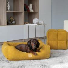 Лежанка для собак и кошек со съемным чехлом IvPetRoom Comfort M 70x60 микровелюр горчичный Лежанка для собак и кошек со съемным чехлом IvPetRoom Comfort M 70x60 микровелюр горчичный