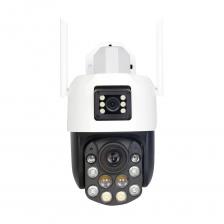 Поворотная Wi-Fi видеокамера GF-WSD0201F1 выполнена в корпусе из ABS пластика с классом защиты IP66. В камере установлены две матрицы 1/2.8'' CMOS с разрешением 3 Мп (2304х1296) каждая. Матрица в верхней неподвижной части оснащена объективом с фиксированным фокусным расстоянием 4 мм. Матрица в нижней вращающейся части оснащена моторизованным объективом с 6-кратным увеличением и фокусным расстоянием 6 - 36 мм. Мобильное приложение ICSEE для ОС Android и iOS обеспечивает удаленный доступ для просмотра изображения, управления и настроек. Режим "картинка в картинке" позволяет просматривать изображение от двух объективов одновременно. Функция «Детектор движения» при движении в зоне обзора видеокамеры может включать сигнальную лампу и звуковой сигнал, активировать запись, отправлять тревожные уведомления на мобильные устройства. Видеокамера имеет ИК подсветку и светодиоды освещения с дальностью до 60 м. Режим Smart подсветки позволяет получать полноцветное цветное изображение в темное время суток. Встроенные микрофон и динамик обеспечивают двухстороннюю аудиосвязь. SD слот с поддержкой карты объемом до 128Гб позволяет вести запись изображения с камеры. Для работы камеры необходим источник питания с напряжением 12 B DC. Конструктивное исполнение GF-WSD0201F1 допускает ее использование как в помещениях, так и вне помещений с диапазоном рабочих температур -25°C ... +60 °C. Поворотная Wi-Fi видеокамера GF-WSD0201F1 выполнена в корпусе из ABS пластика с классом защиты IP66. В камере установлены две матрицы 1/2.8'' CMOS с разрешением 3 Мп (2304х1296) каждая. Матрица в верхней неподвижной части оснащена объективом с фиксированным фокусным расстоянием 4 мм. Матрица в нижней вращающейся части оснащена моторизованным объективом с 6-кратным увеличением и фокусным расстоянием 6 - 36 мм. Мобильное приложение ICSEE для ОС Android и iOS обеспечивает удаленный доступ для просмотра изображения, управления и настроек. Режим "картинка в картинке" позволяет просматривать изображение от двух объективов одновременно. Функция «Детектор движения» при движении в зоне обзора видеокамеры может включать сигнальную лампу и звуковой сигнал, активировать запись, отправлять тревожные уведомления на мобильные устройства. Видеокамера имеет ИК подсветку и светодиоды освещения с дальностью до 60 м. Режим Smart подсветки позволяет получать полноцветное цветное изображение в темное время суток. Встроенные микрофон и динамик обеспечивают двухстороннюю аудиосвязь. SD слот с поддержкой карты объемом до 128Гб позволяет вести запись изображения с камеры. Для работы камеры необходим источник питания с напряжением 12 B DC. Конструктивное исполнение GF-WSD0201F1 допускает ее использование как в помещениях, так и вне помещений с диапазоном рабочих температур -25°C ... +60 °C.