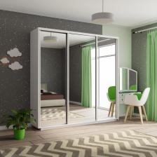 Шкаф – купе трёхдверный «Экспресс», с зеркалом, 2400x600x2200 мм, ЛДСП, цвет белый снег Шкаф – купе трёхдверный «Экспресс», с зеркалом, 2400x600x2200 мм, ЛДСП, цвет белый снег