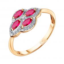 Золотое кольцо с рубинами и бриллиантами Золотое кольцо с рубинами и бриллиантами