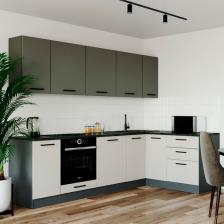 Кухня угловая «Лофт», со столешницей, 2600x1600 мм, цвет антрацит/детройт/антрацит/жемчуг Кухня угловая «Лофт», со столешницей, 2600x1600 мм, цвет антрацит/детройт/антрацит/жемчуг